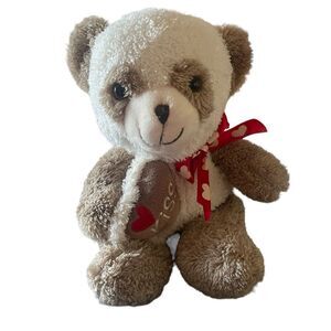 Dan Dee Kids Brown Red Ribbon Love Valentine Kiss Heart Bear Stuffed Plush Toy